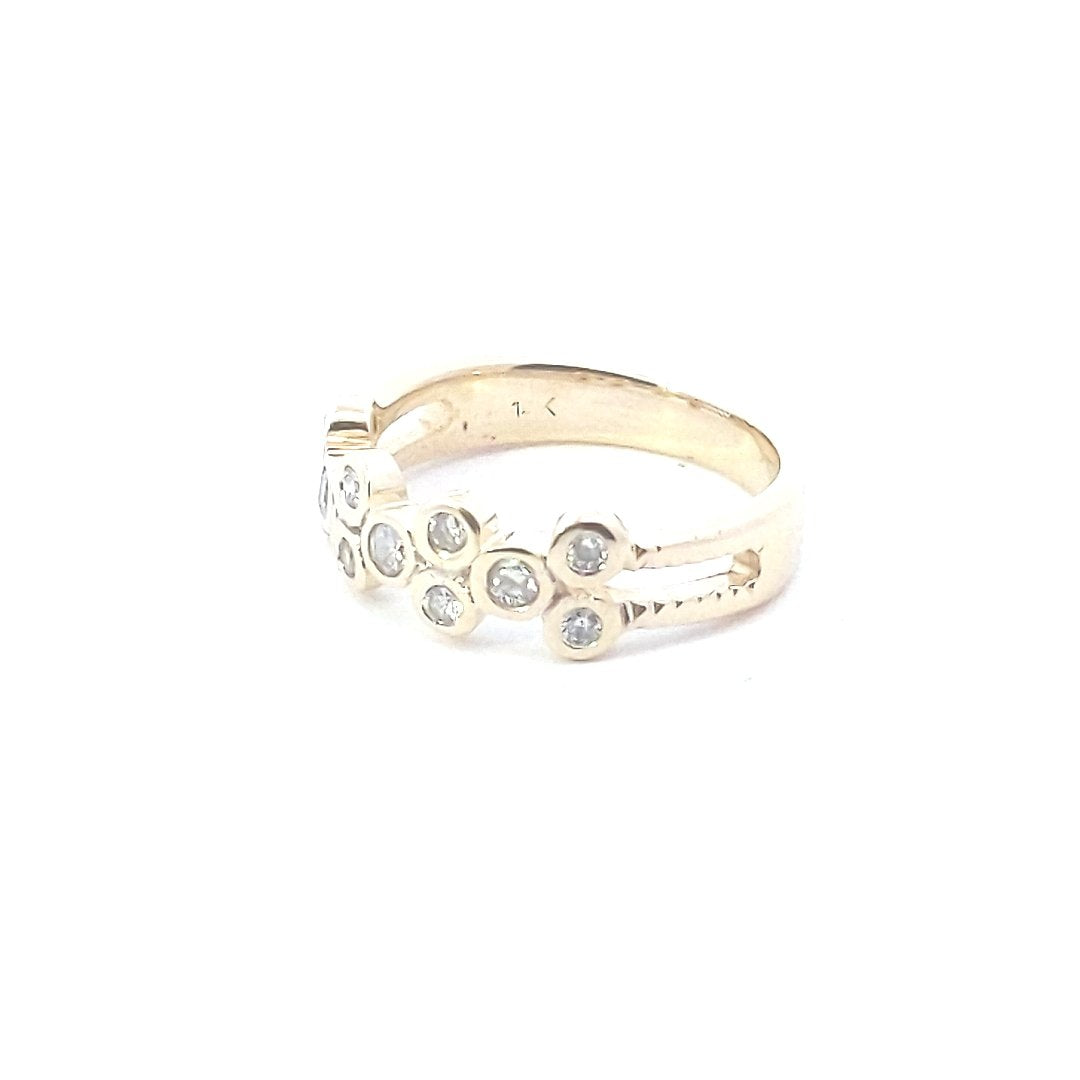 Estate $460 14K Yellow Gold Bubble Style Diamond Ring