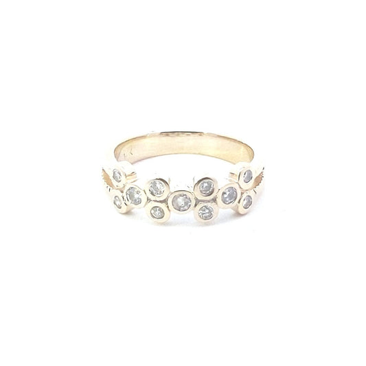 Estate $460 14K Yellow Gold Bubble Style Diamond Ring