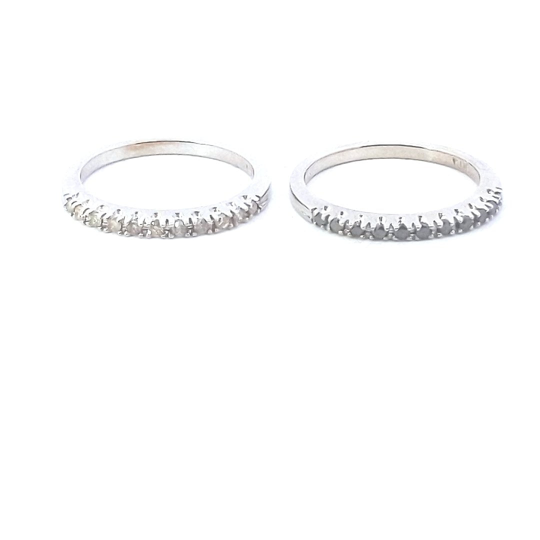 Designer $700 Pair of 14K White Gold BITA Diamond Stacking Bands