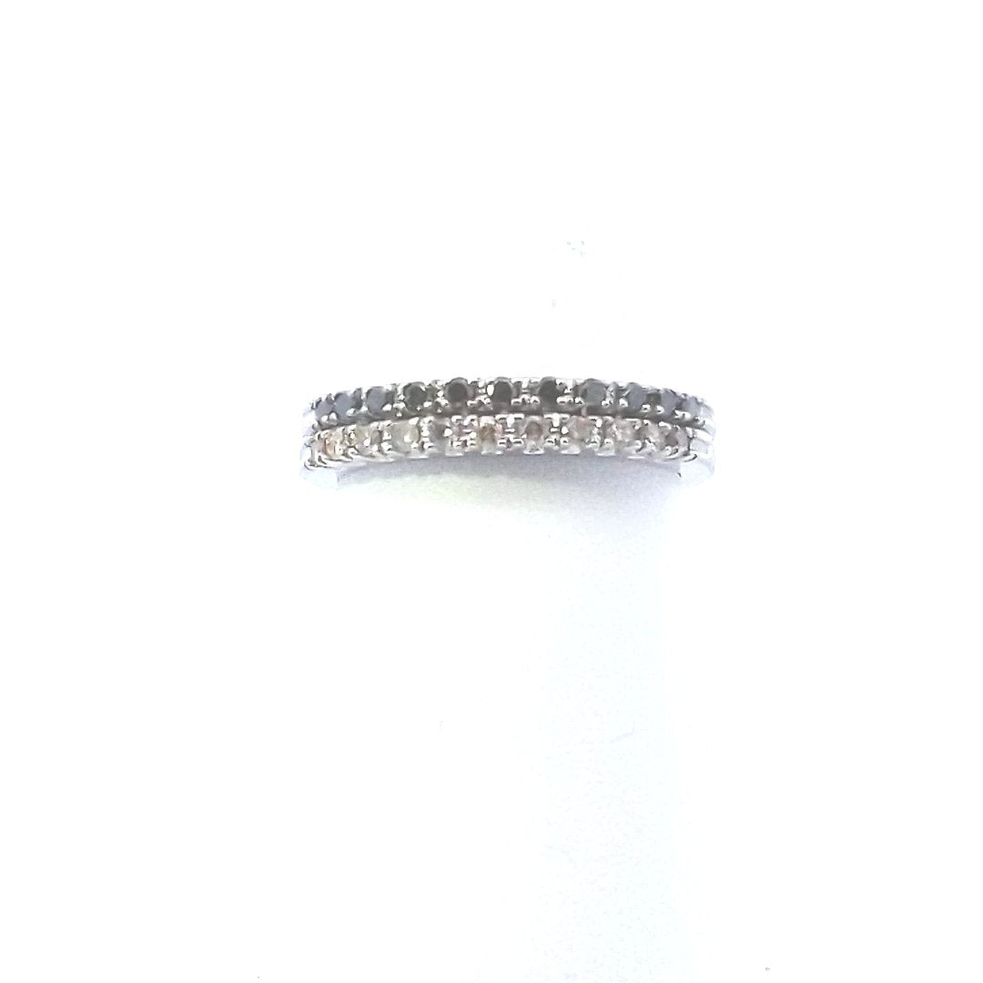 Designer $700 Pair of 14K White Gold BITA Diamond Stacking Bands