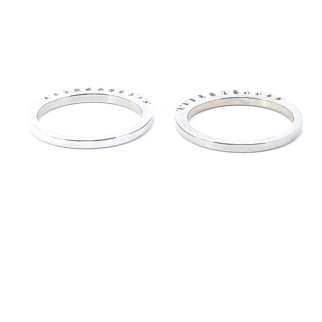 Designer $700 Pair of 14K White Gold BITA Diamond Stacking Bands