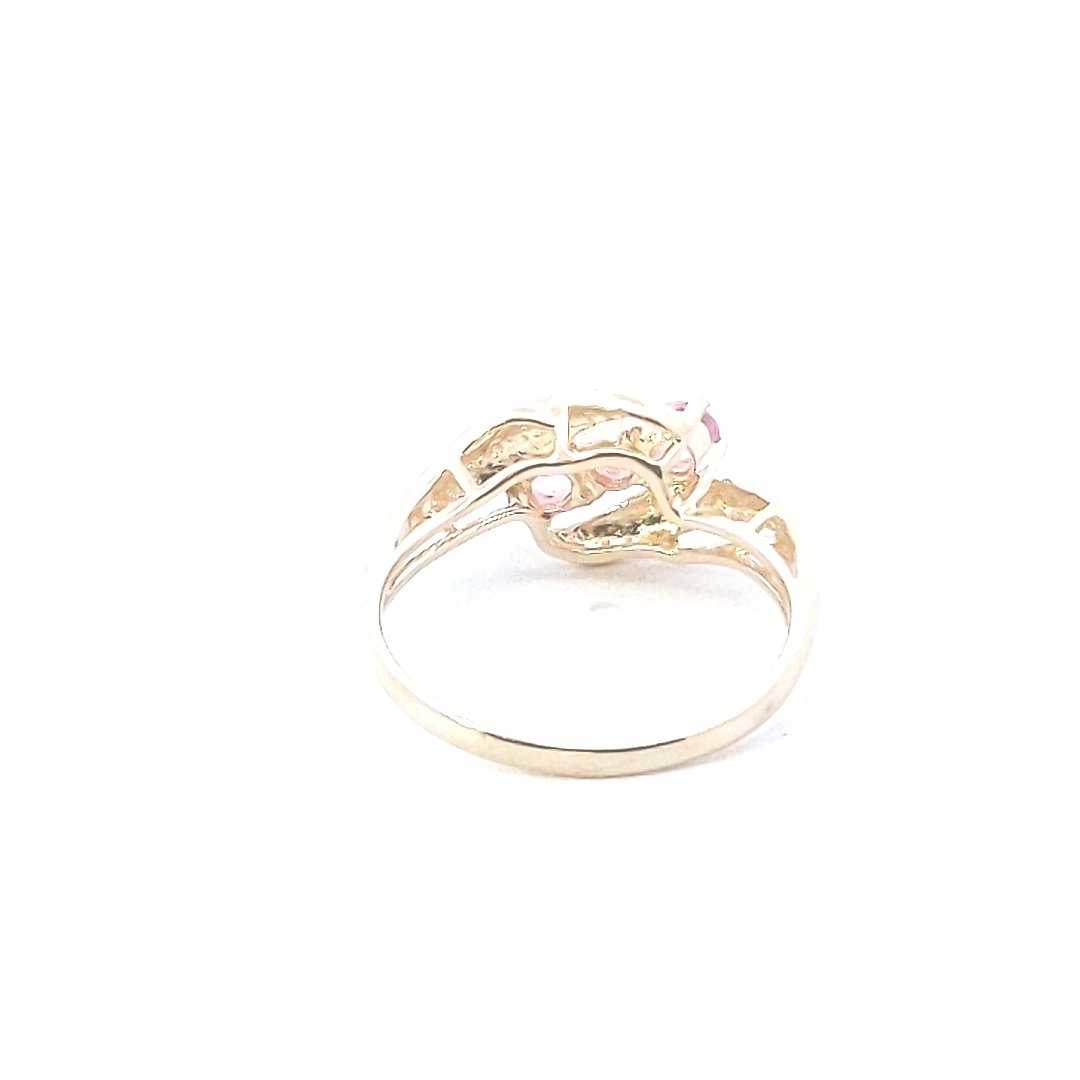 Designer $270 14K Yellow Gold Pink Sapphire Cardow Bypass Ring