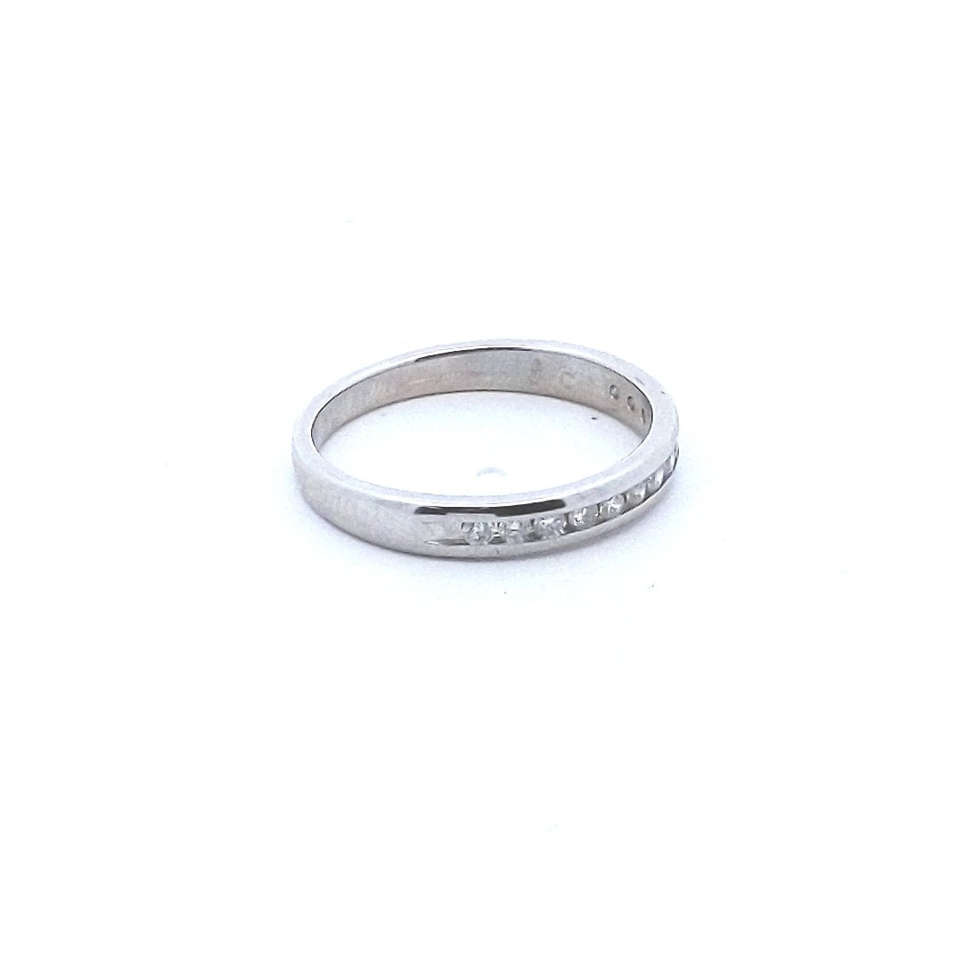 Estate $390 14K White Gold Chanel Set Diamond Band