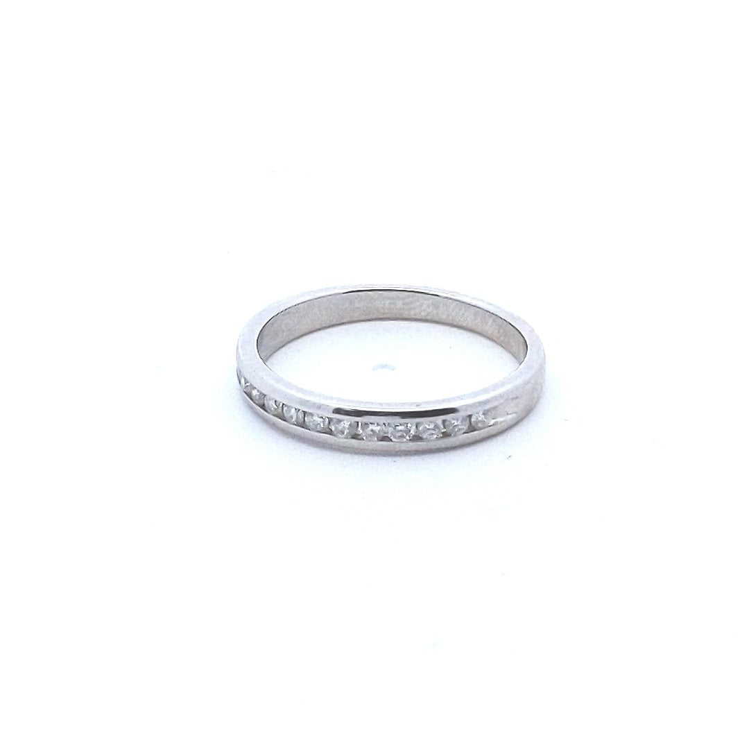 Estate $390 14K White Gold Chanel Set Diamond Band