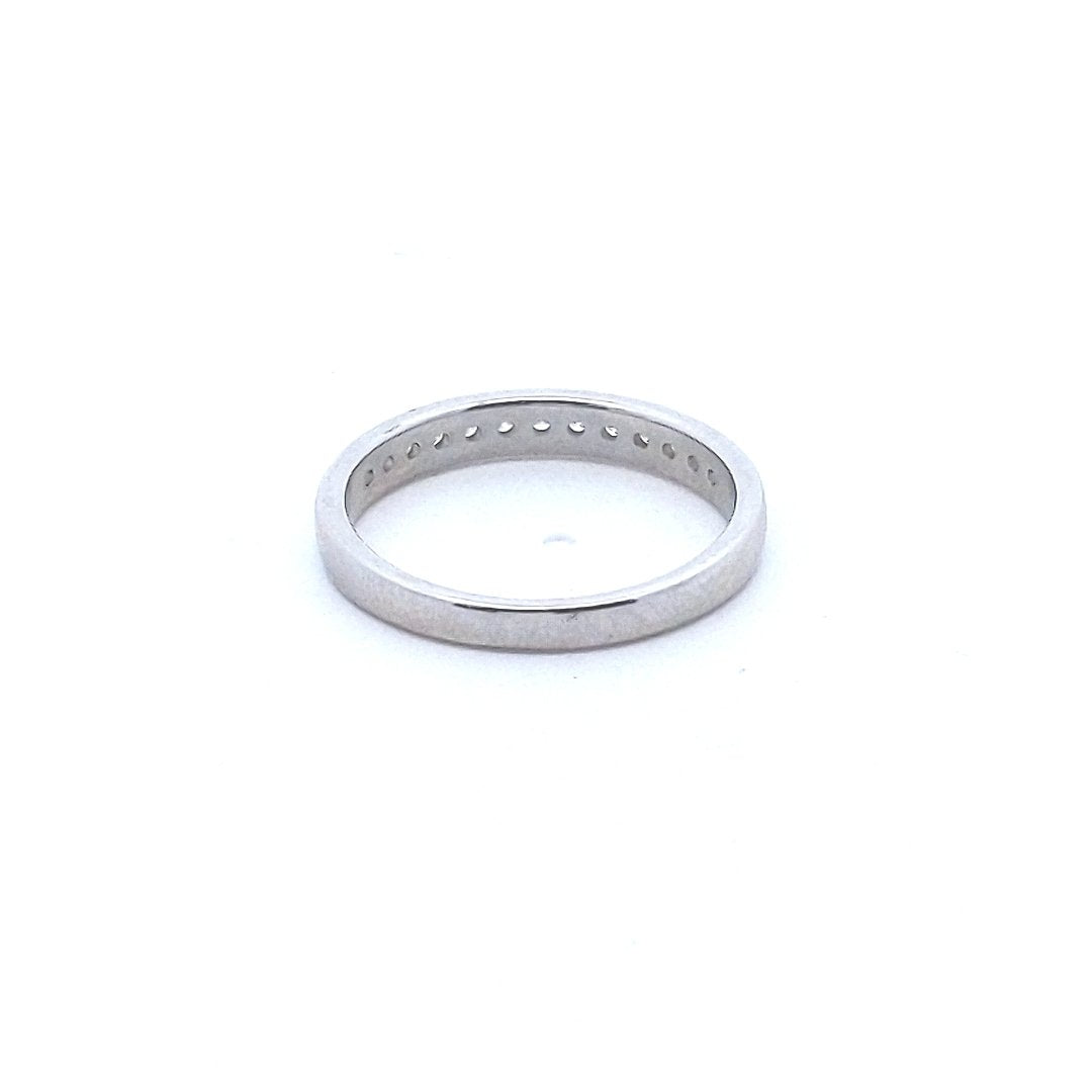 Estate $390 14K White Gold Chanel Set Diamond Band