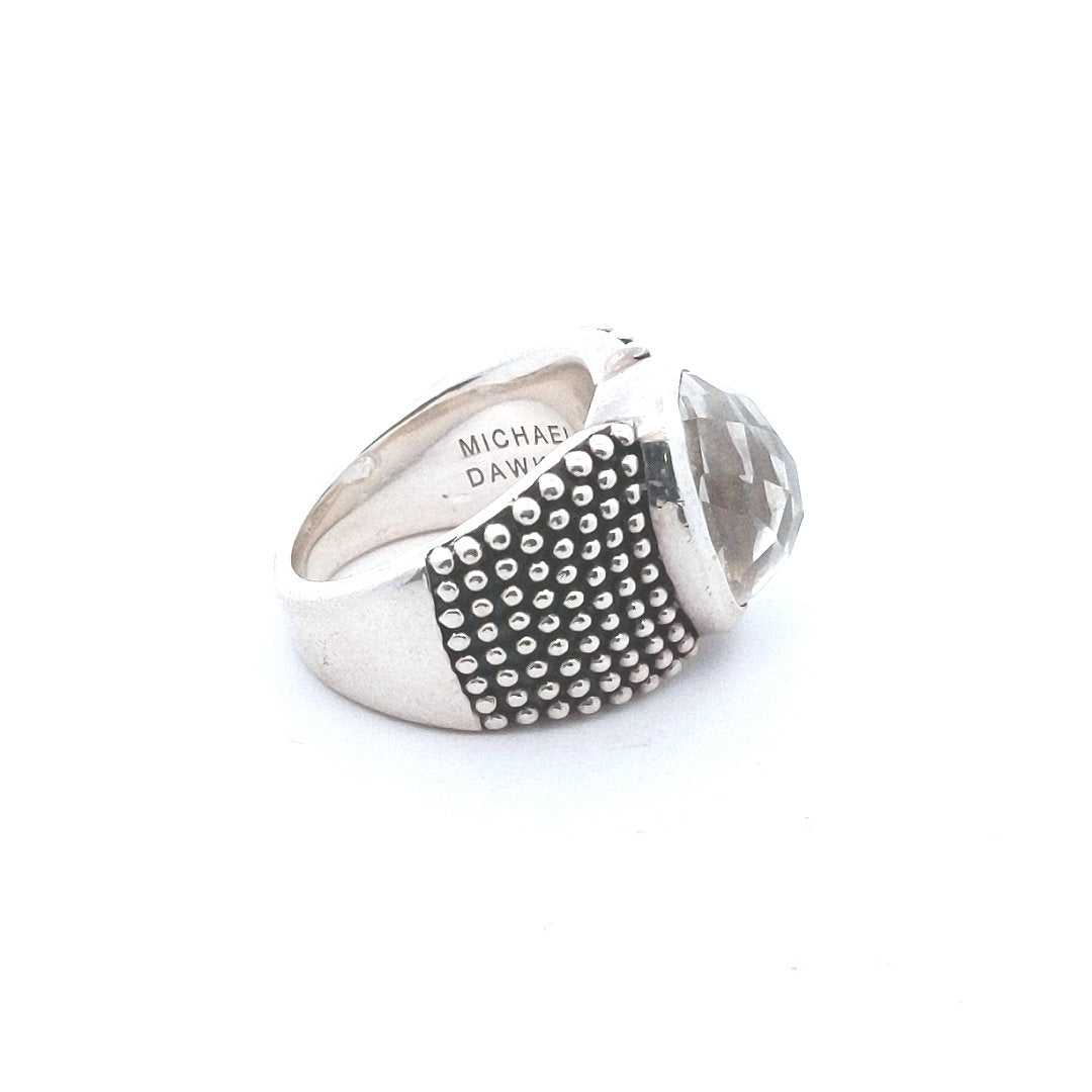 Designer $130 Michael Dawkins Sterling Silver Quartz Ring