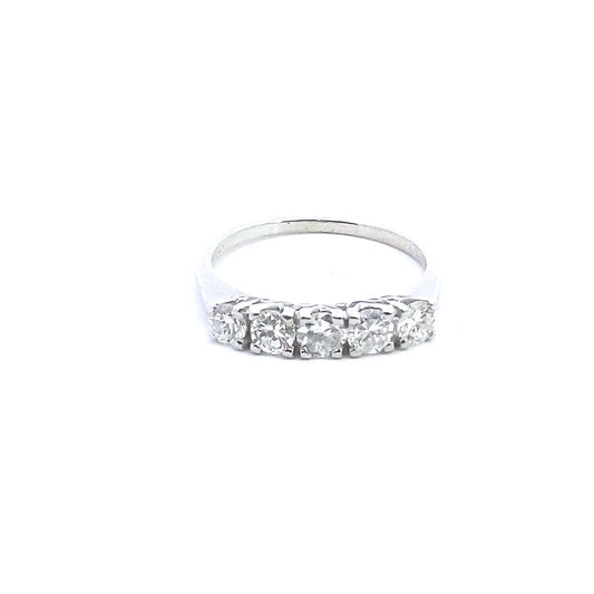 Estate $900 14K White Gold 5 Stone Diamond Ring