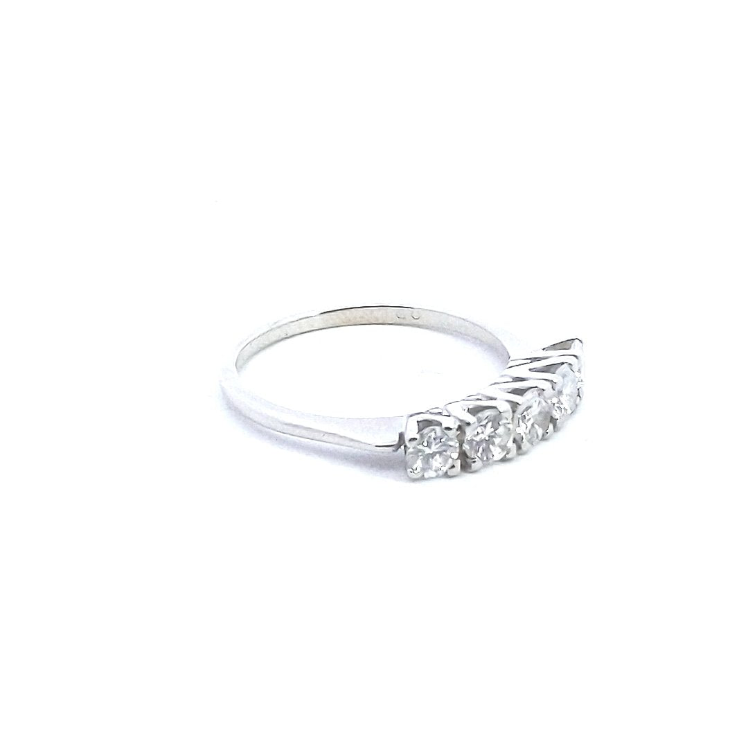 Estate $900 14K White Gold 5 Stone Diamond Ring