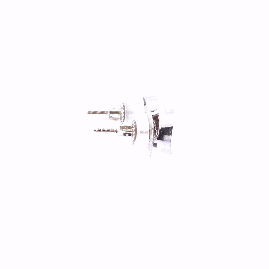 Estate $1500 14K White Gold Invisible Set Princess Diamond Screwback Earrings