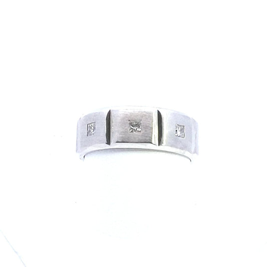 Estate 14K White Gold Mens Princess Cut Wedding Eternity Band