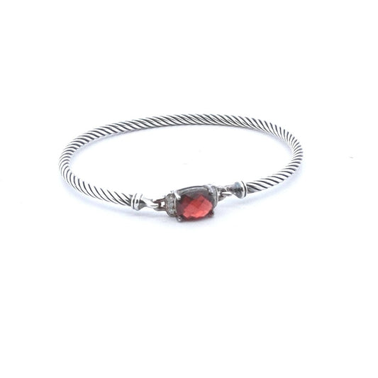 Designer $350 Sterling David Yurman Chatelaine Garnet Diamond Bangle