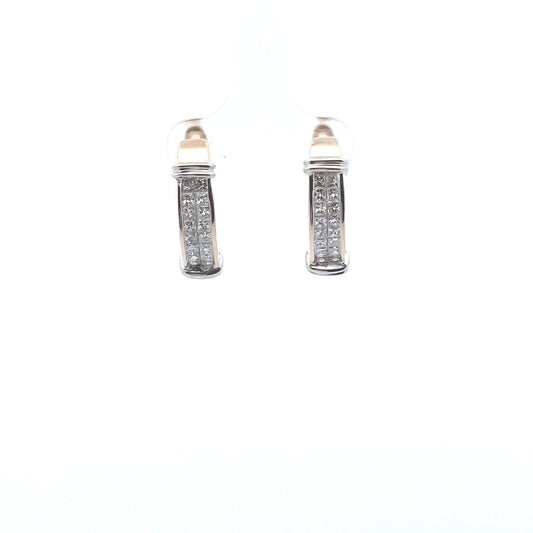 Estate $1100 14K Two Tone Gold Diamond Earrings