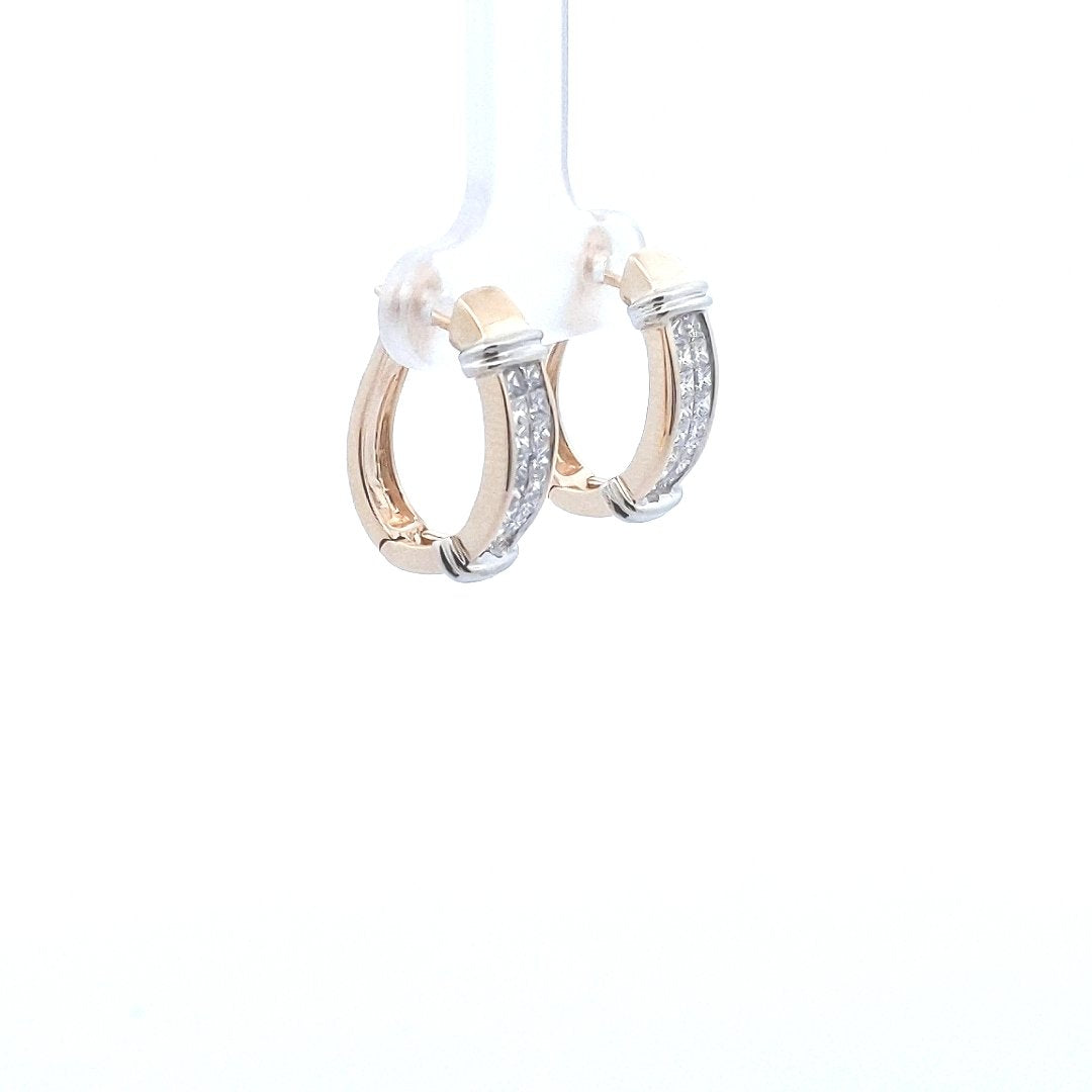 Estate $1100 14K Two Tone Gold Diamond Earrings