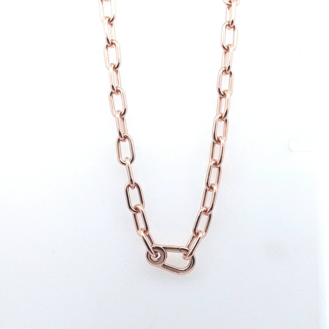 Designer $250 Rose Gold Plated Metal Pandora Link Necklace