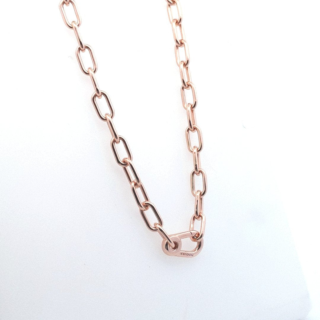 Designer $250 Rose Gold Plated Metal Pandora Link Necklace