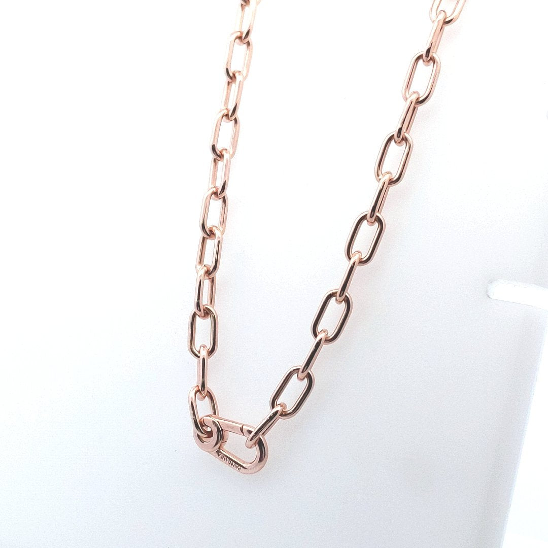 Designer $250 Rose Gold Plated Metal Pandora Link Necklace