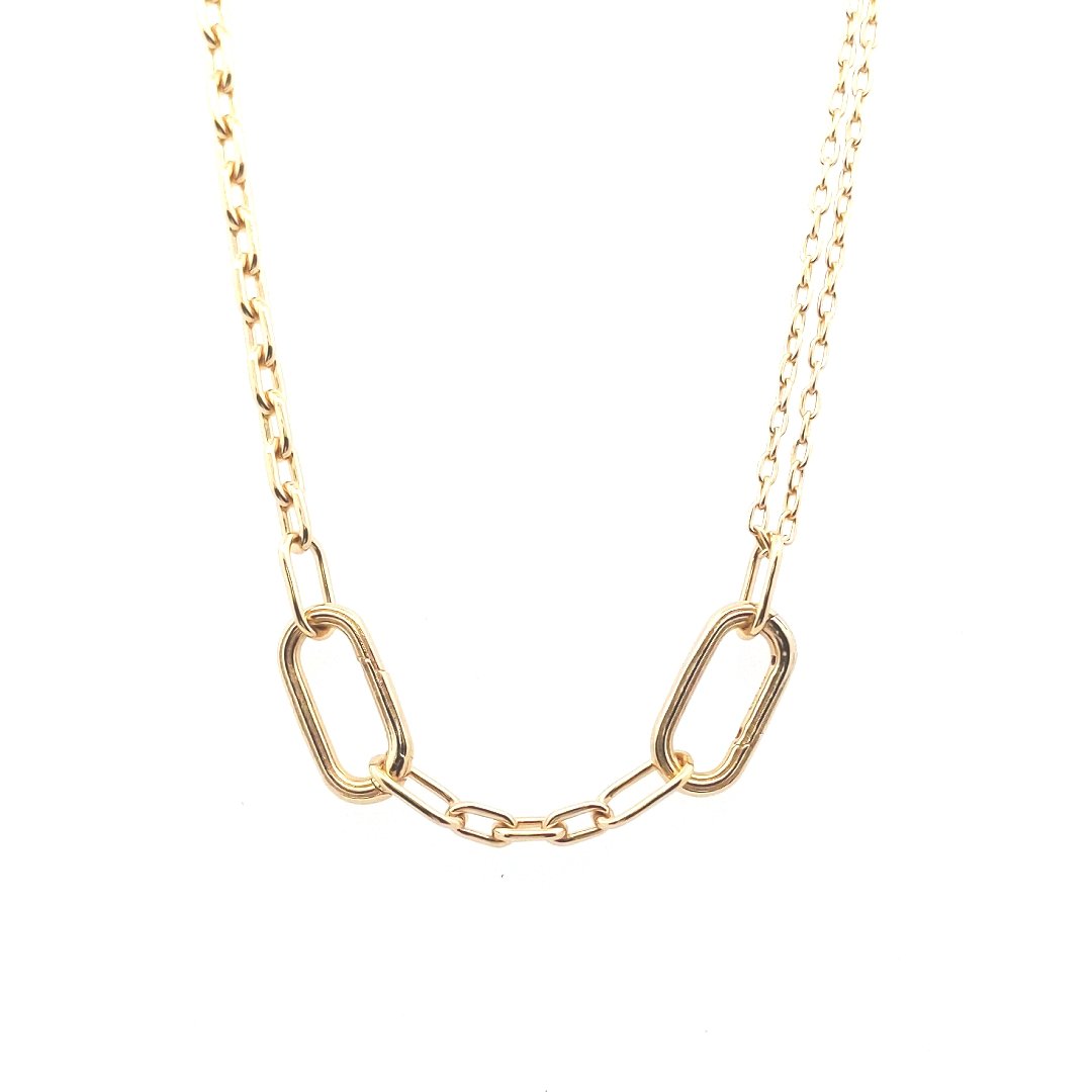 Designer $200 Yellow Gold Plated Metal Link Pandora Necklace