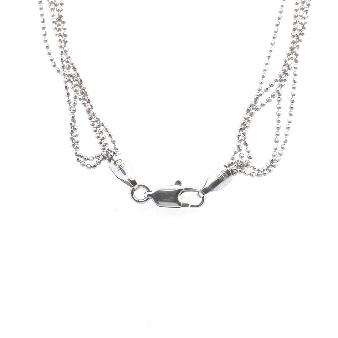 Estate $3000 18K White Gold Pave Set Diamond Puff Heart 5 Strand Necklace