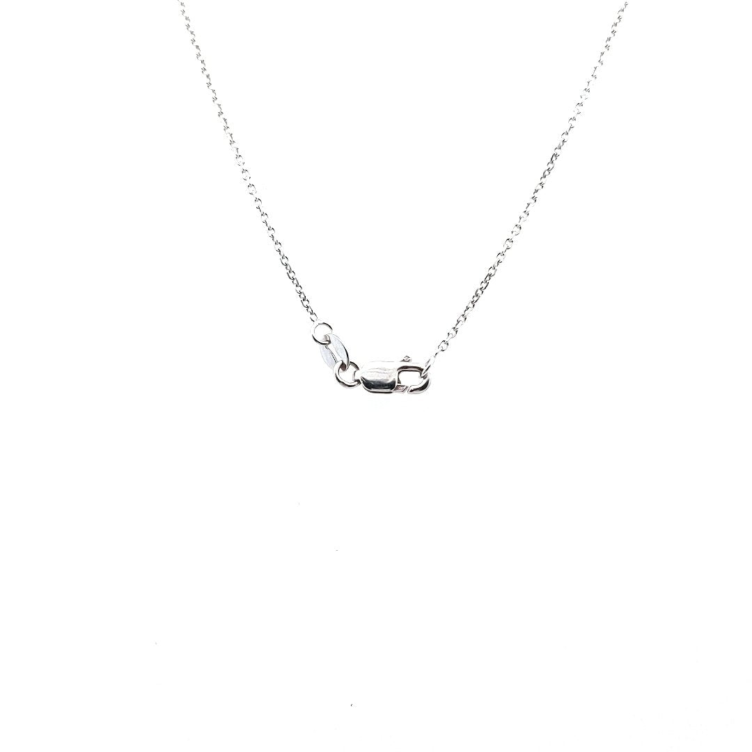 Estate $600 14K White Gold Sapphire Diamond Oval Pendant Necklace