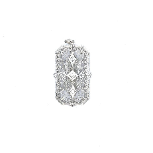 Antique $700 Edwardian Diamond Filigree Pendant