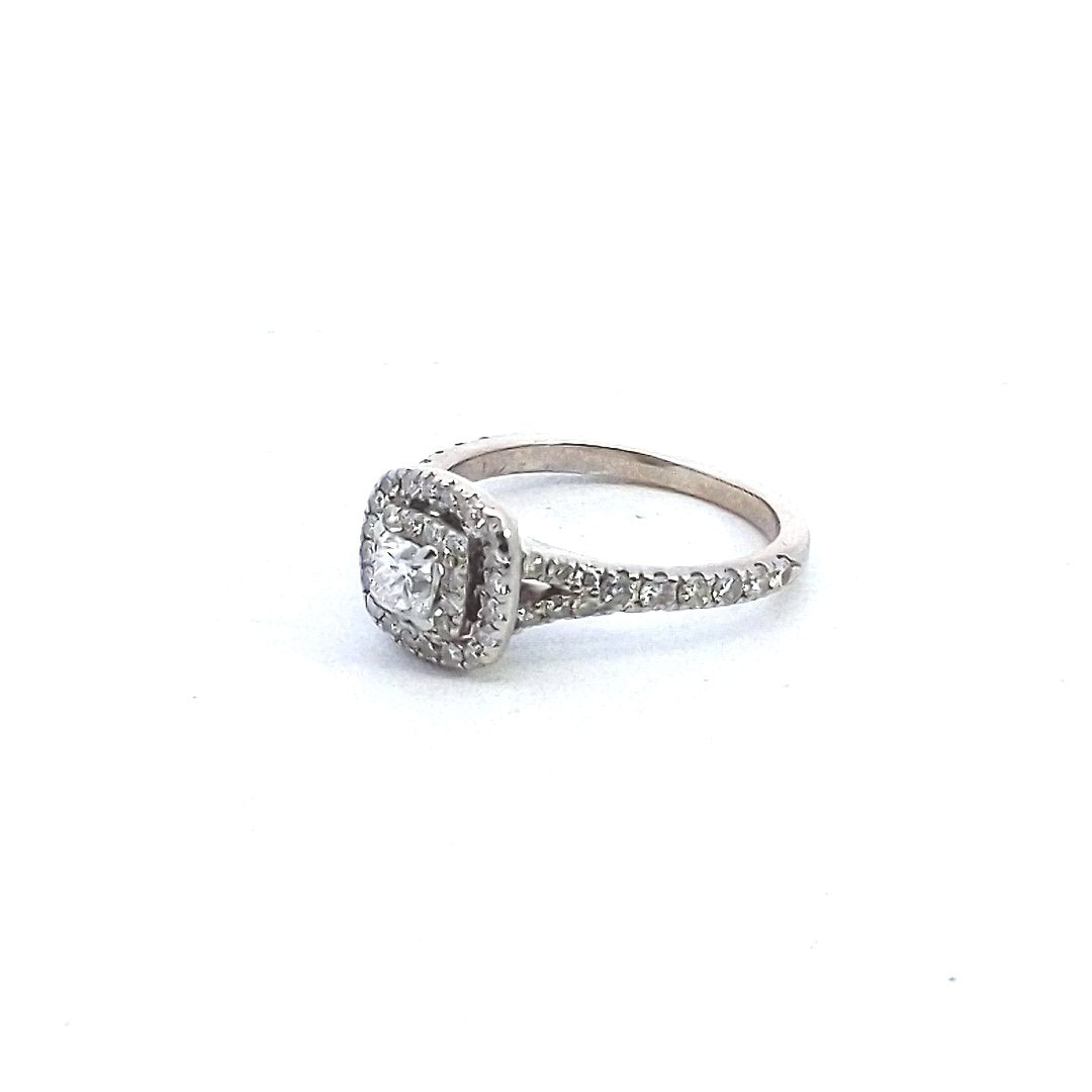 Designer 14K White Gold Neil Lane Diamond Double Halo Engagement Ring