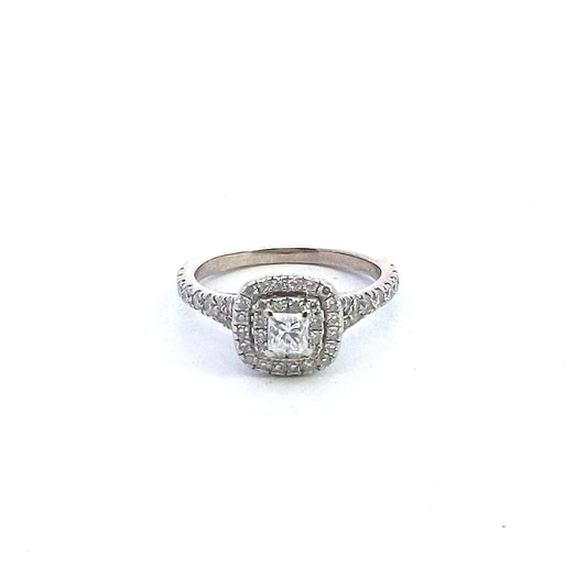 Designer 14K White Gold Neil Lane Diamond Double Halo Engagement Ring