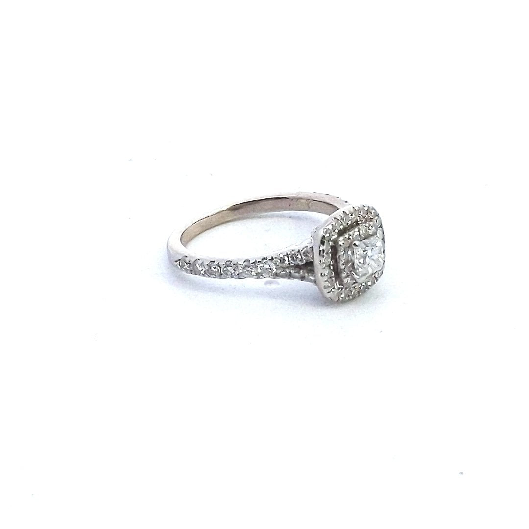 Designer 14K White Gold Neil Lane Diamond Double Halo Engagement Ring