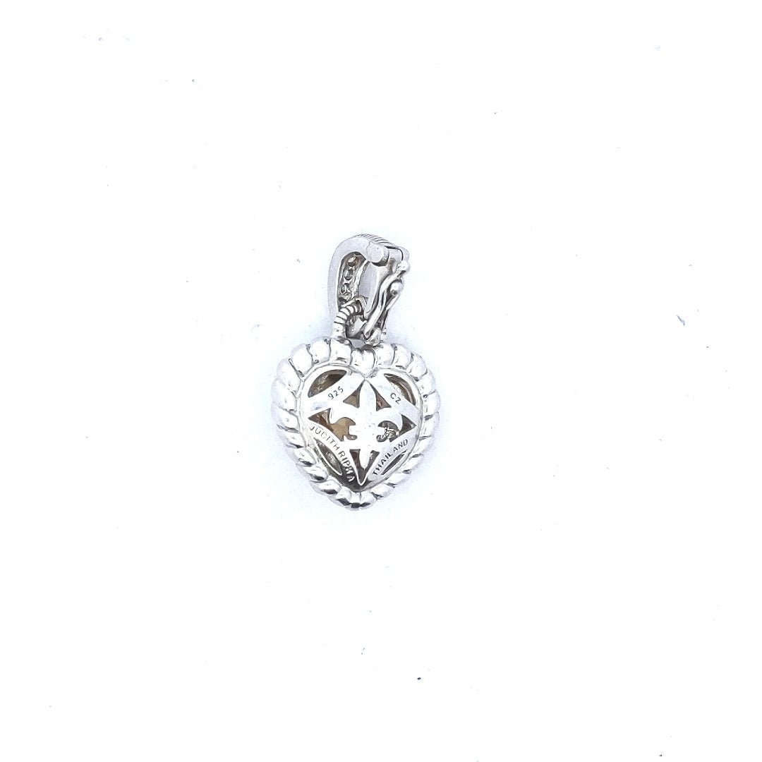 Designer Judith Ripka Sterling Citrine CZ Heart Pendant