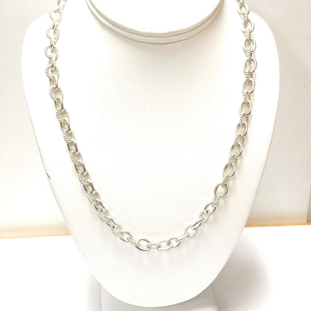 Designer $170 Judith Ripka Sterling Oval Link CZ Heart Padlock Necklace