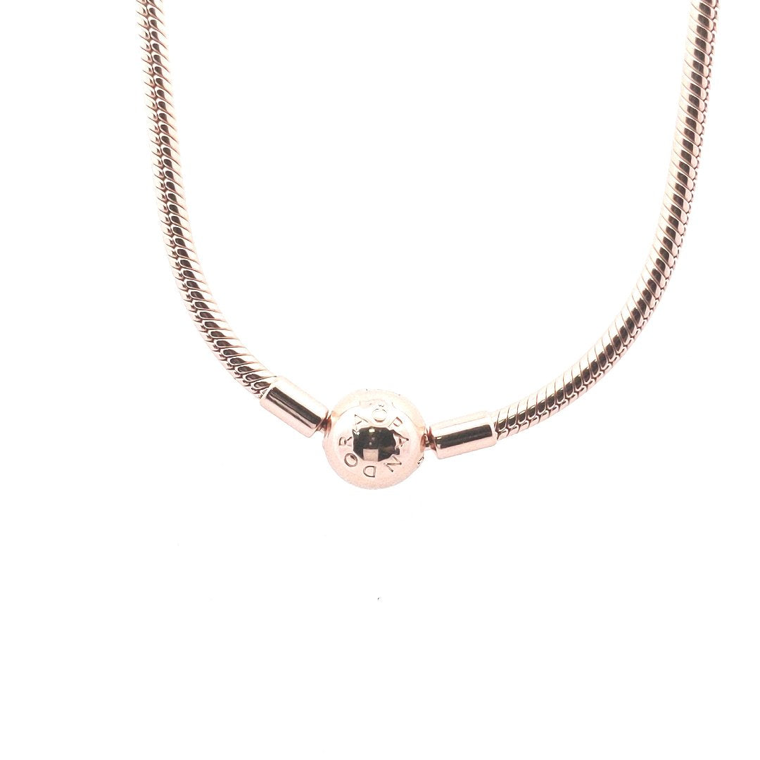 Designer $400 Rose Gold plated Metal Pandora Snake Chain Necklace