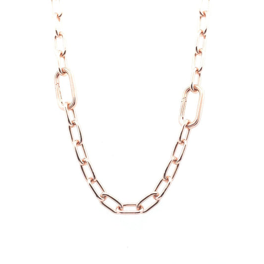 Designer Rose Gold Plated Metal Pandora Oval Link Necklace