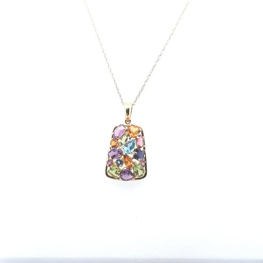 Estate $500 14K Yellow Gold Multi Color Gemstone Necklace