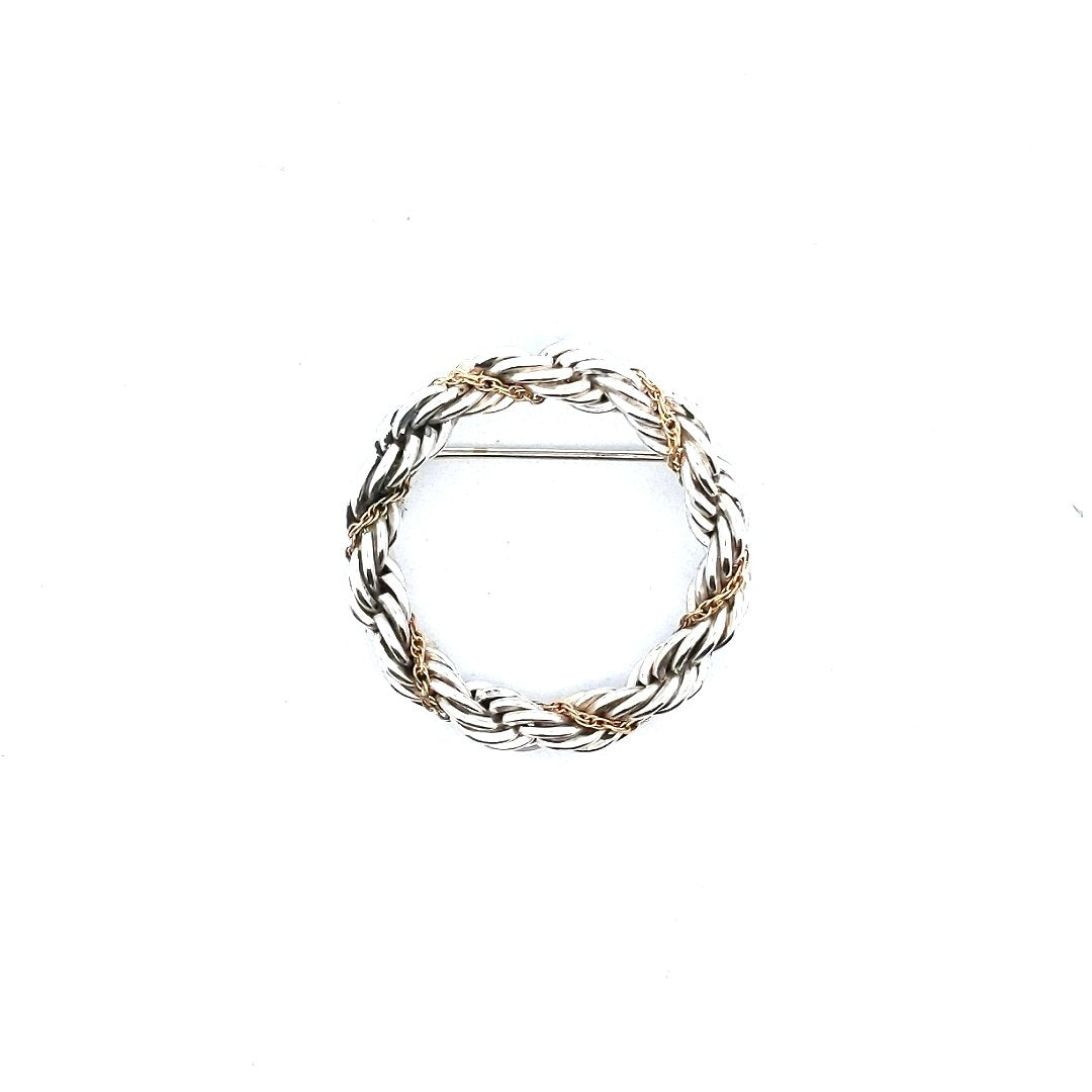 Designer $200 18K Yellow Gold Sterling Tiffany & Co. Circle Rope Brooch