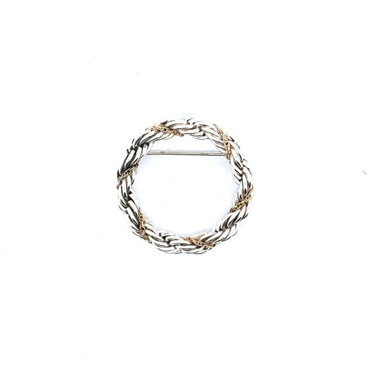 Designer $200 18K Yellow Gold Sterling Tiffany & Co. Circle Rope Brooch