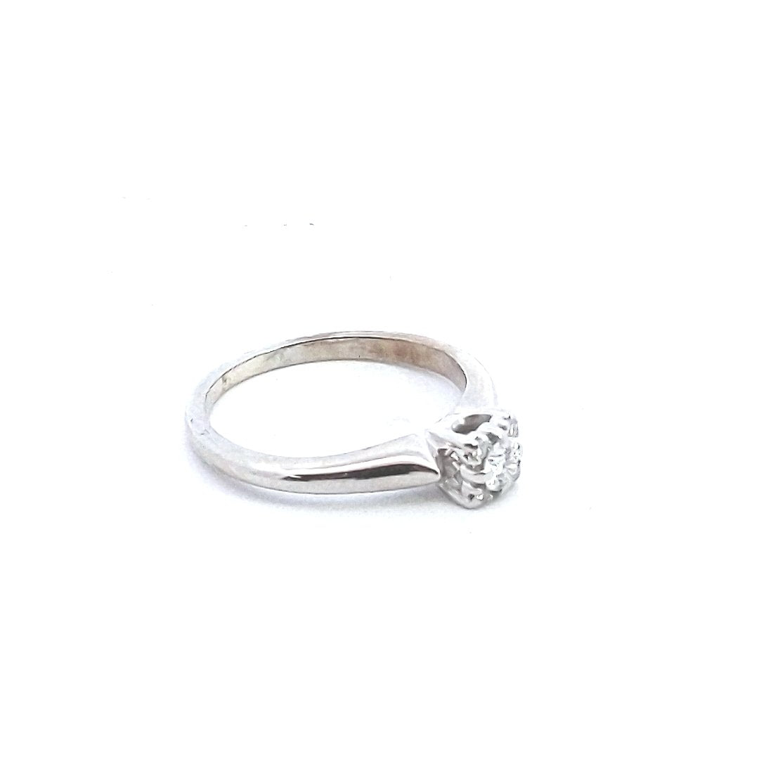 Designer $500 18K White Gold Jabel Diamond Cluster Engagement Ring