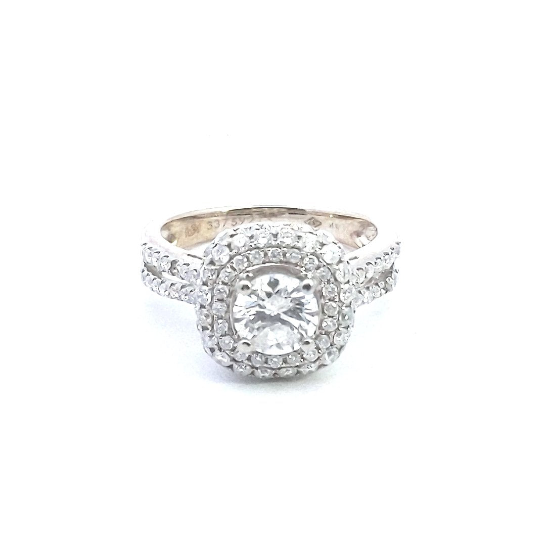 Estate $4000 Diamond Pave Halo Engagement Ring