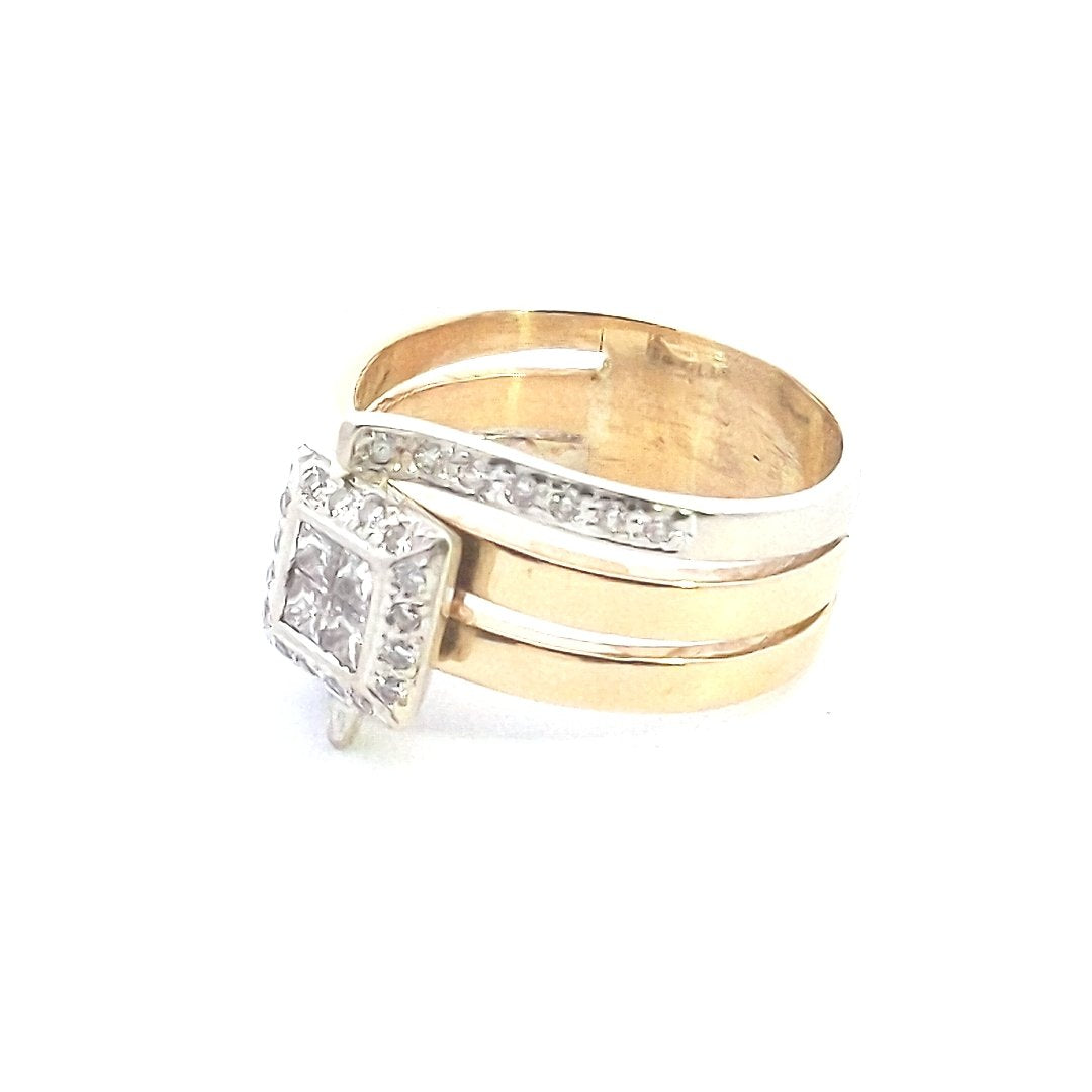 Estate $1900 18K Two Tone Gold Diamond Bypass Ring