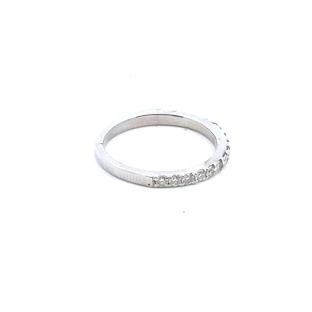 Estate $500 14K White Gold Diamond Half Wedding Band