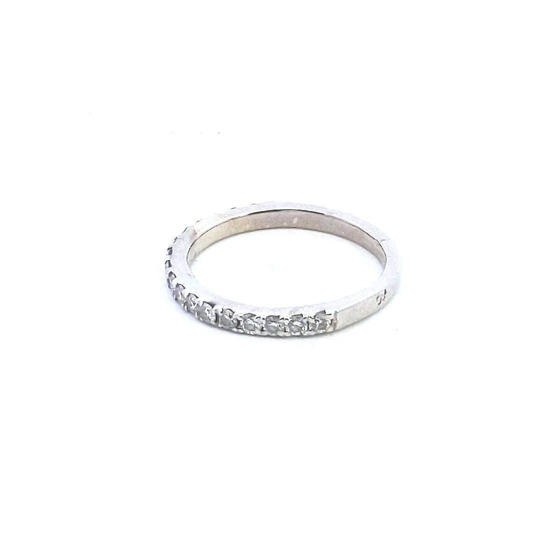 Estate $500 14K White Gold Diamond Half Wedding Band