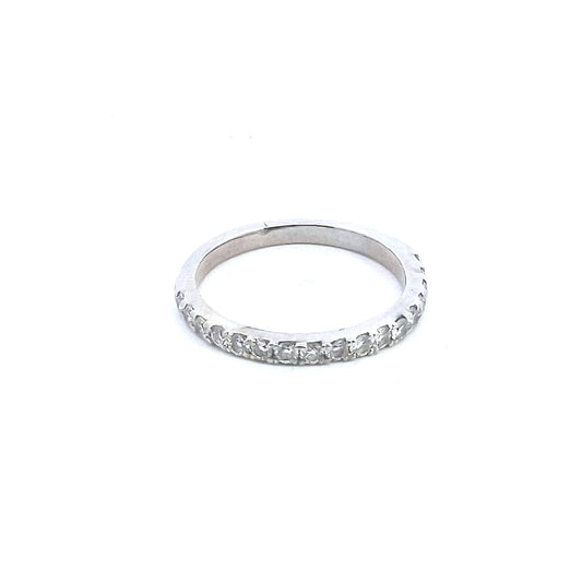 Estate $500 14K White Gold Diamond Half Wedding Band