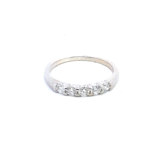 Estate $500 14K White Gold Diamond 5 Stone Wedding Band