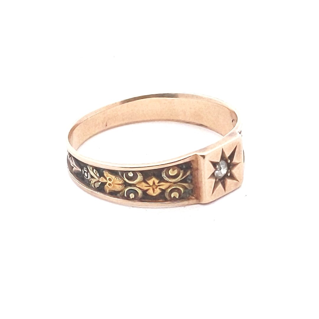 Antique $300 10K Yellow Gold Victorian Diamond Ring