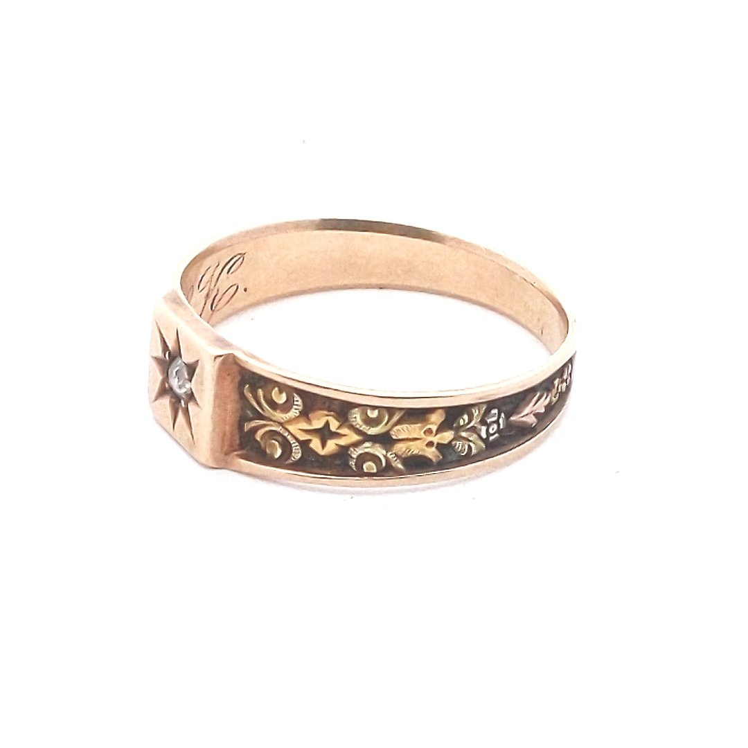 Antique $300 10K Yellow Gold Victorian Diamond Ring