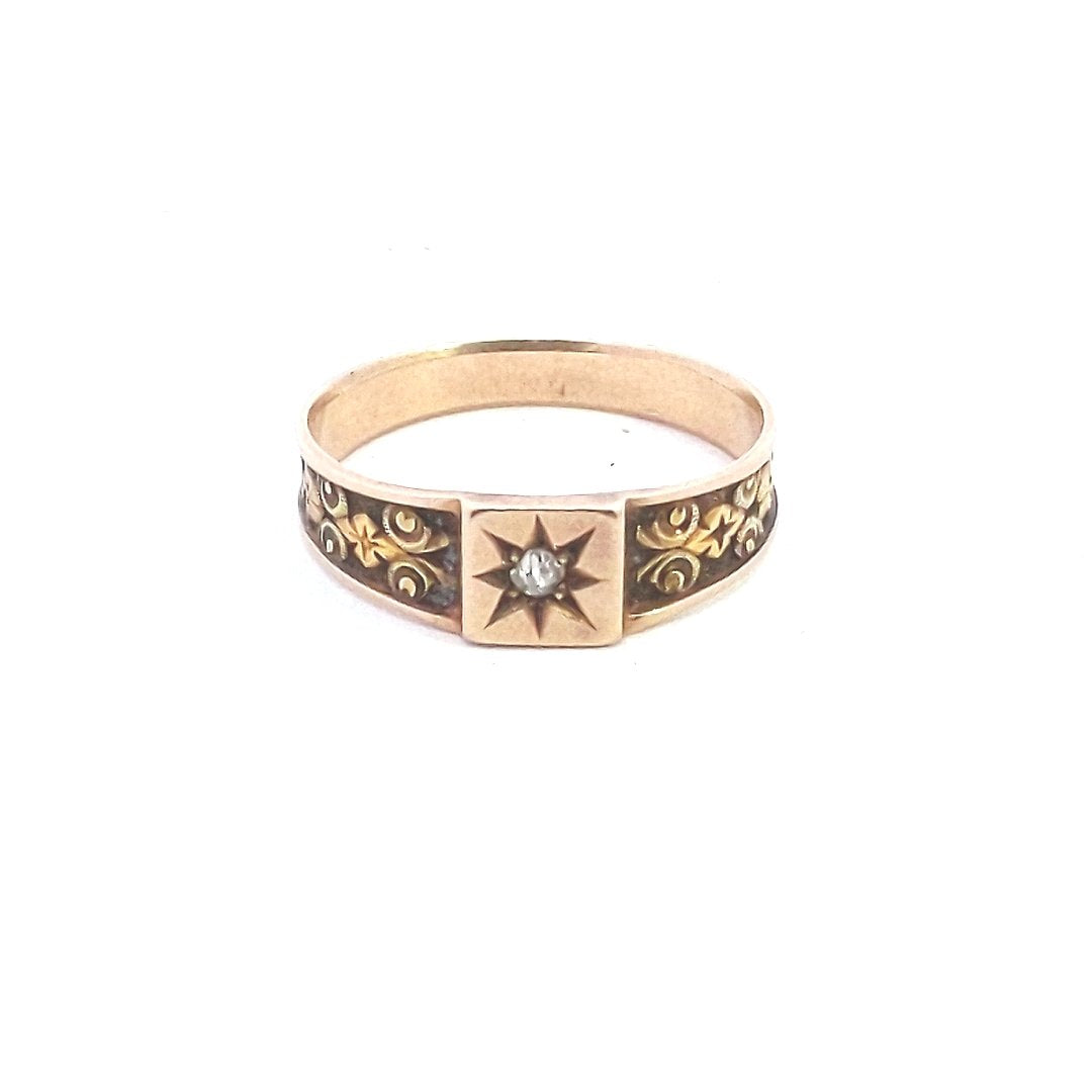 Antique $300 10K Yellow Gold Victorian Diamond Ring