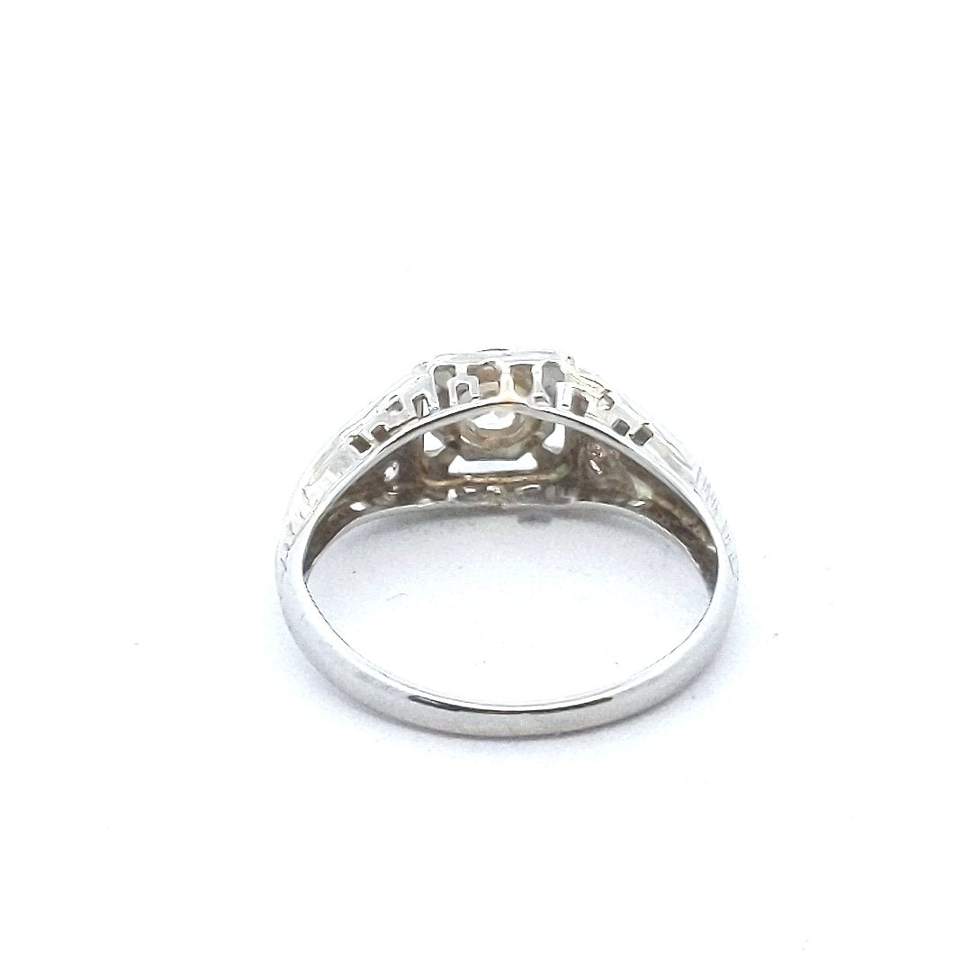Vintage $500 18K White Gold Deco Diamond Engagement Ring