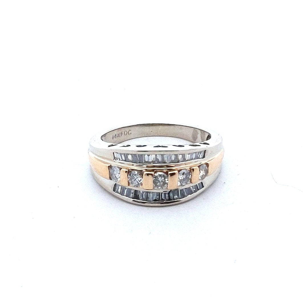 Estate $1000 14K Two Tone Gold Diamond Ring