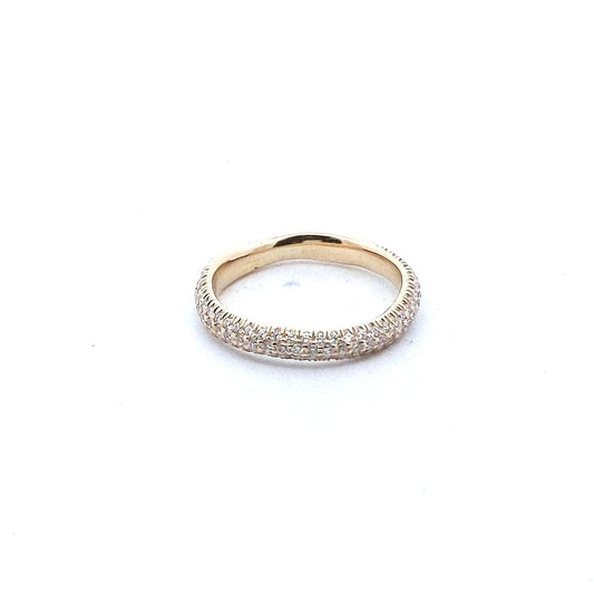 Estate $800 14K Yellow Gold Wavy Pave Set 2/3 Diamond Band