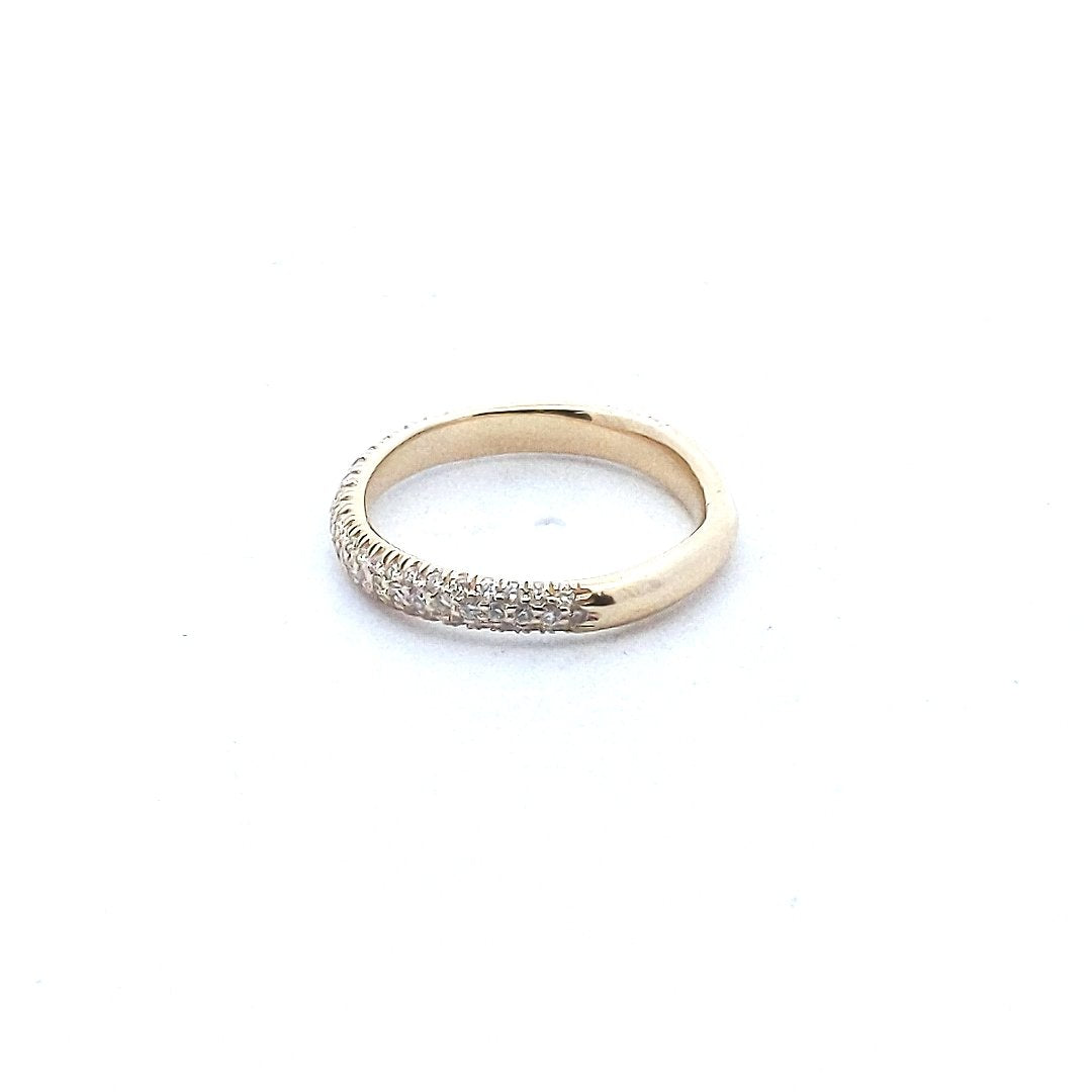 Estate $800 14K Yellow Gold Wavy Pave Set 2/3 Diamond Band