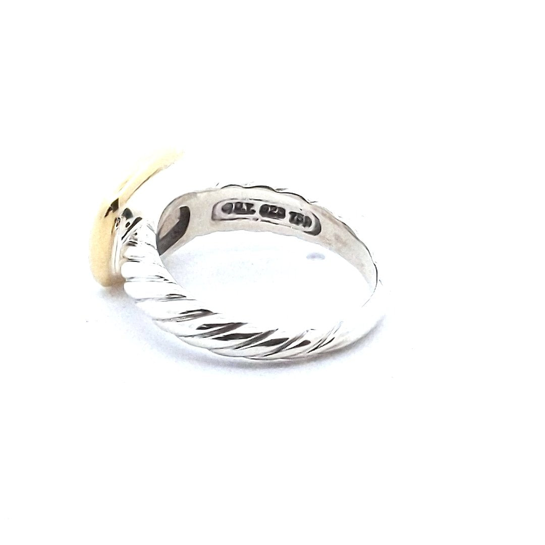 18K Yellow Gold Sterling David Yurman Checkerboard Smokey Quartz Ring