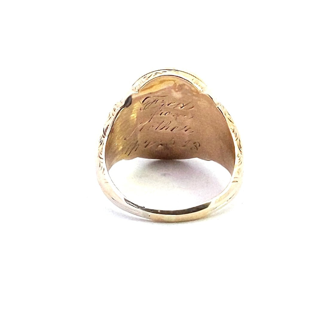 Antique $1000 14K Yellow Gold Edwardian Bloodstone Locket Poison Ring